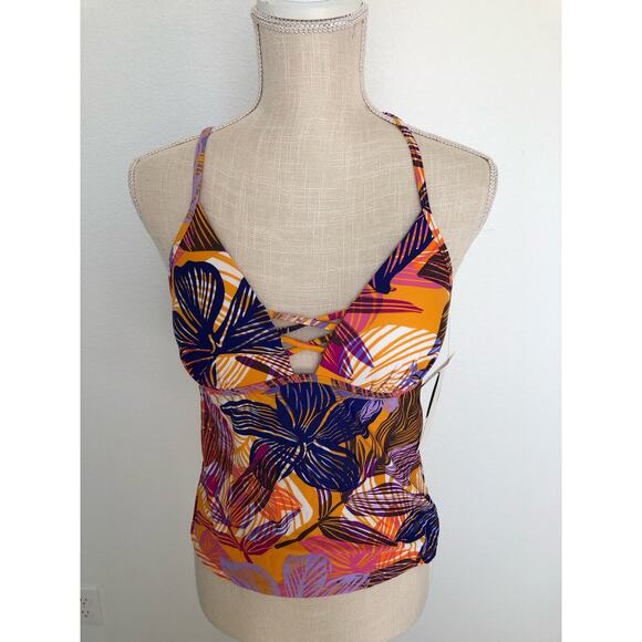 Hula Honey Turmeric Palm Play Patterned Tankini - M - Picture 2 of 6